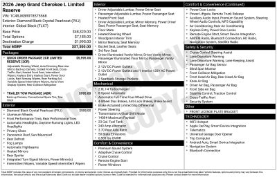 2026 Jeep Grand Cherokee GRAND CHEROKEE L LIMITED RESERVE 4X4