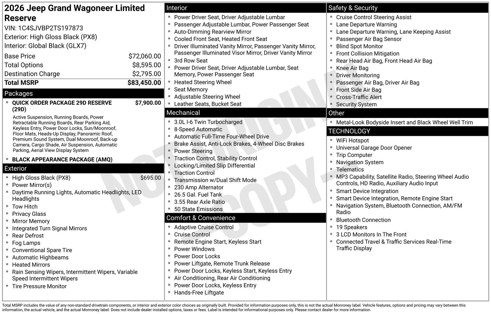 2026 Jeep Grand Wagoneer GRAND WAGONEER LIMITED RESERVE 4X4
