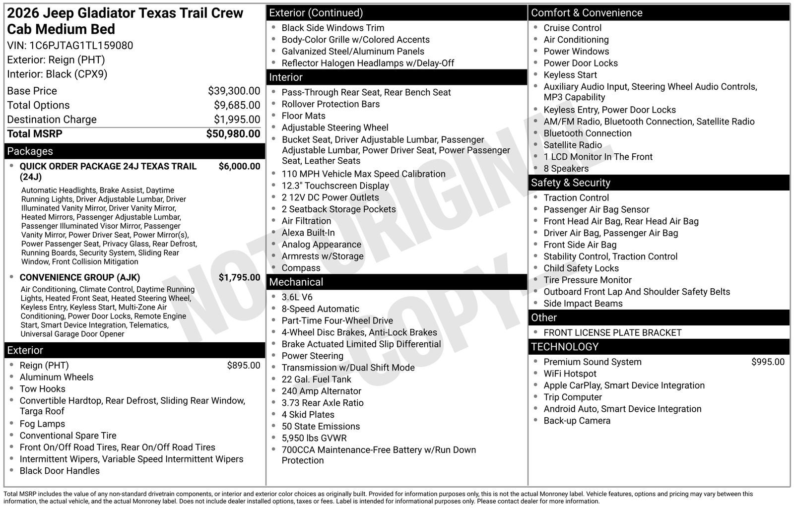 2026 Jeep Gladiator GLADIATOR TEXAS TRAIL 4X4