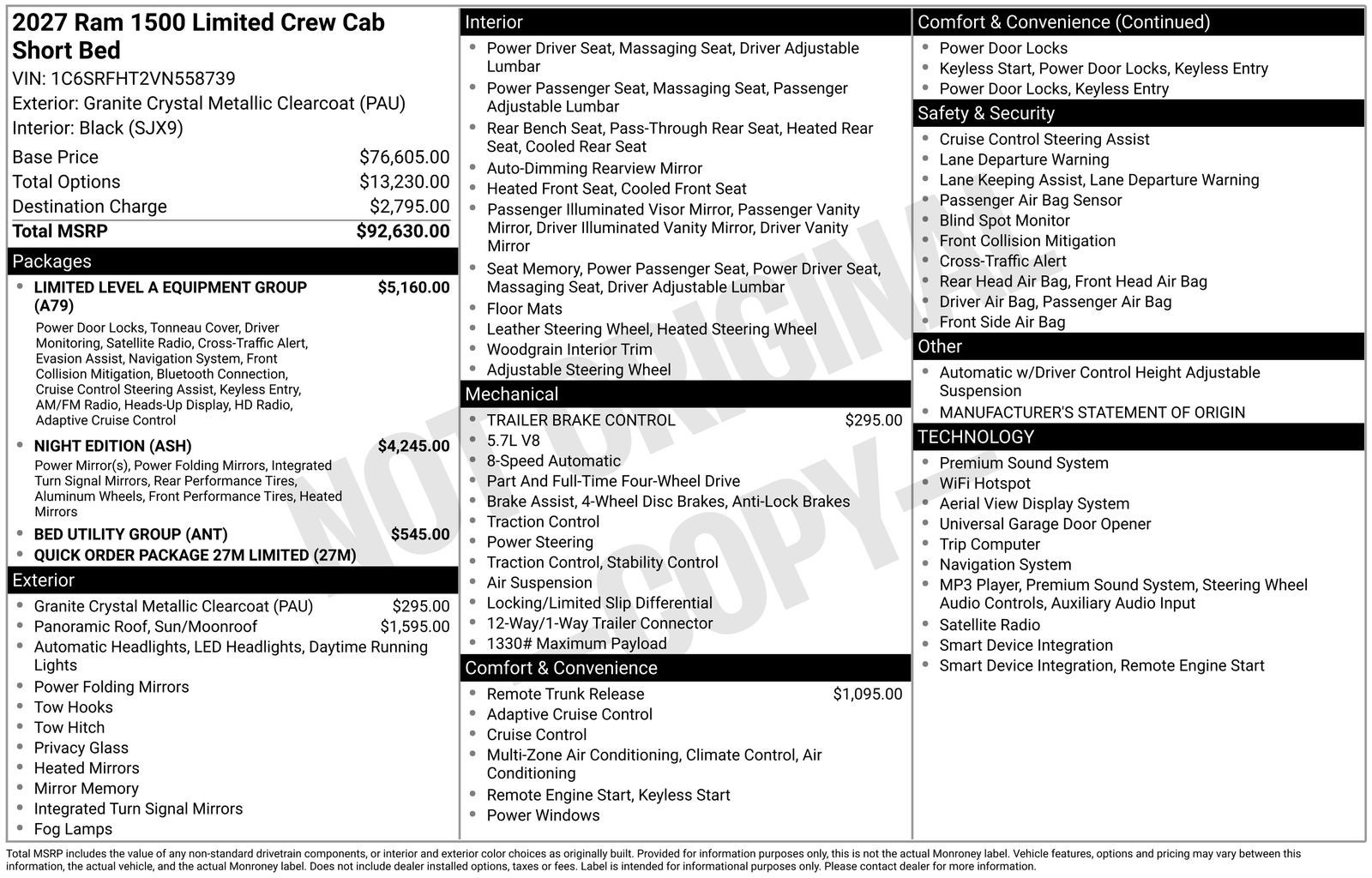 2027 RAM Ram 1500 RAM 1500 LIMITED CREW CAB 4X4 5'7' BOX