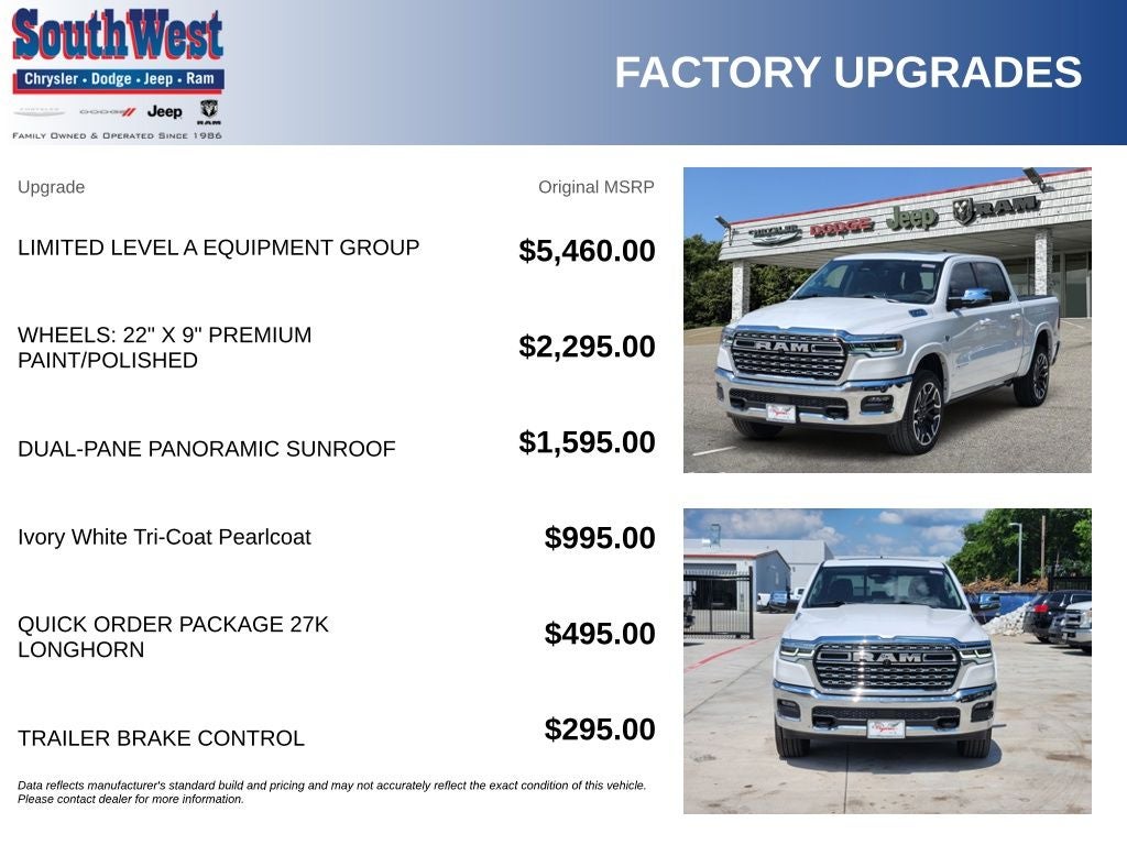 2026 RAM Ram 1500 RAM 1500 LIMITED LONGHORN CREW CAB 4X4 5'7' BOX