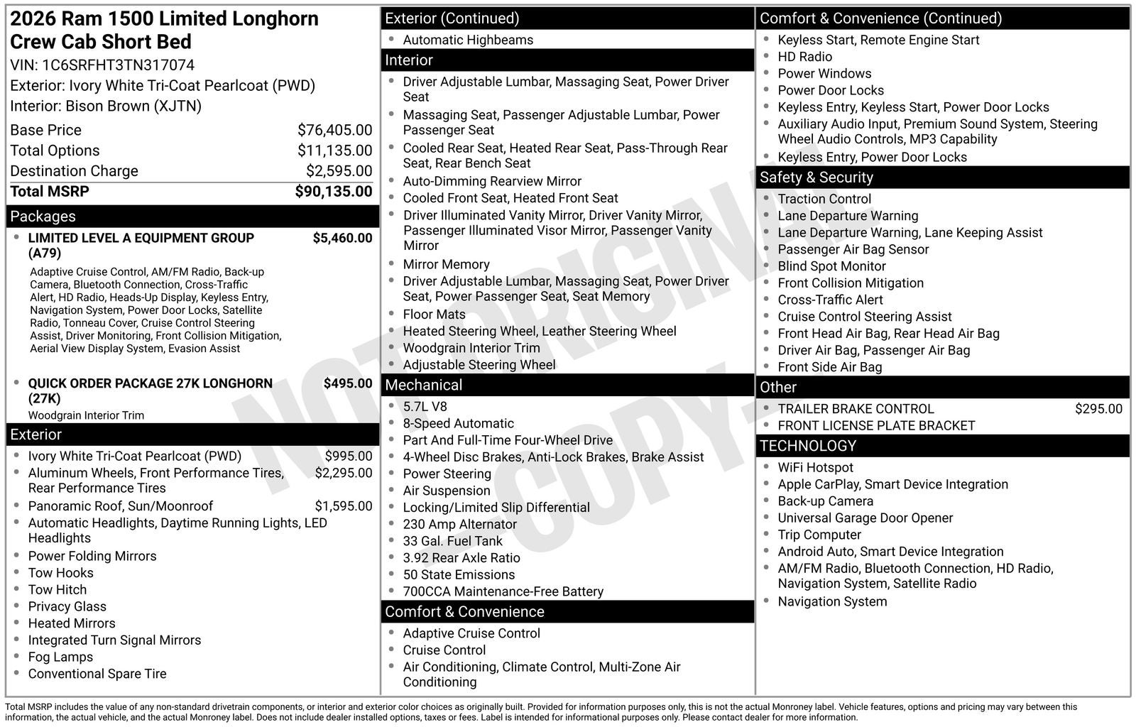 2026 RAM Ram 1500 RAM 1500 LIMITED LONGHORN CREW CAB 4X4 5'7' BOX