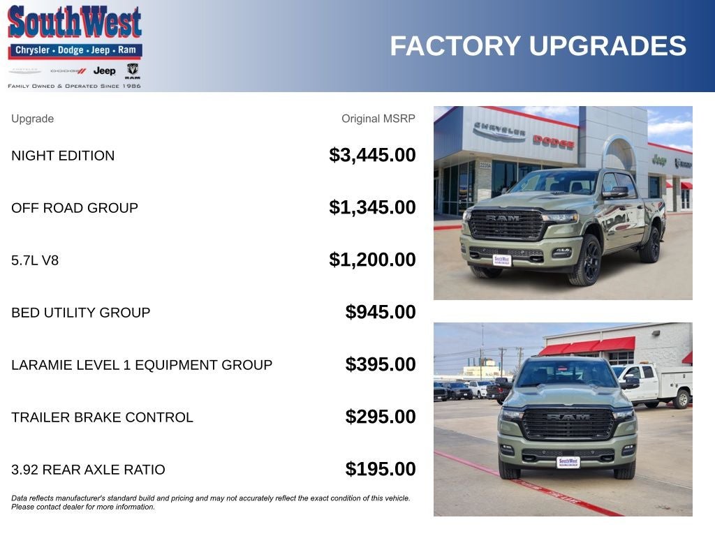 2026 RAM Ram 1500 RAM 1500 LARAMIE CREW CAB 4X4 5'7' BOX