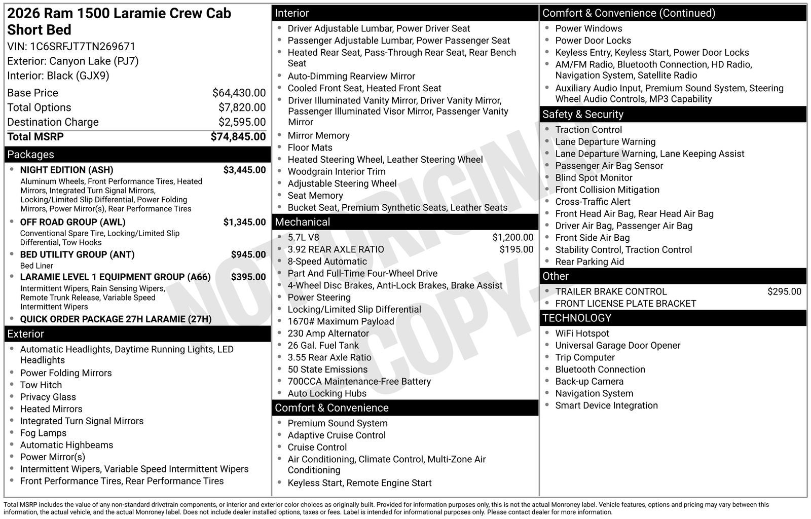 2026 RAM Ram 1500 RAM 1500 LARAMIE CREW CAB 4X4 5'7' BOX