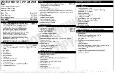 2026 RAM Ram 1500 RAM 1500 REBEL CREW CAB 4X4 5'7' BOX
