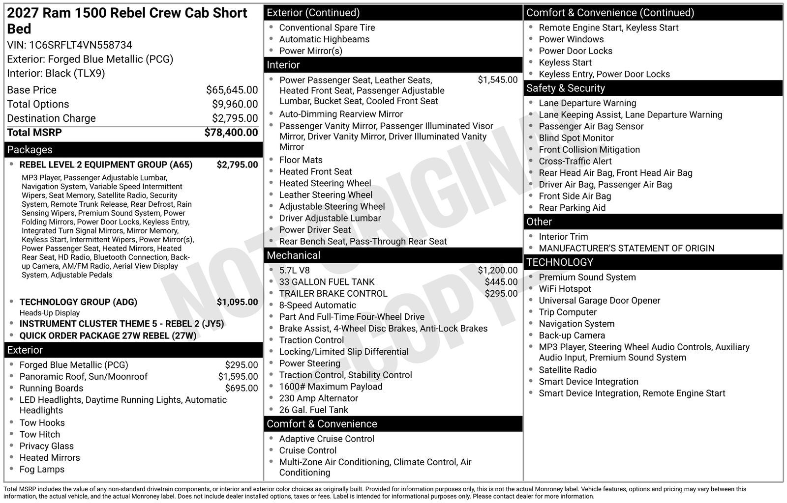 2027 RAM Ram 1500 RAM 1500 REBEL CREW CAB 4X4 5'7' BOX