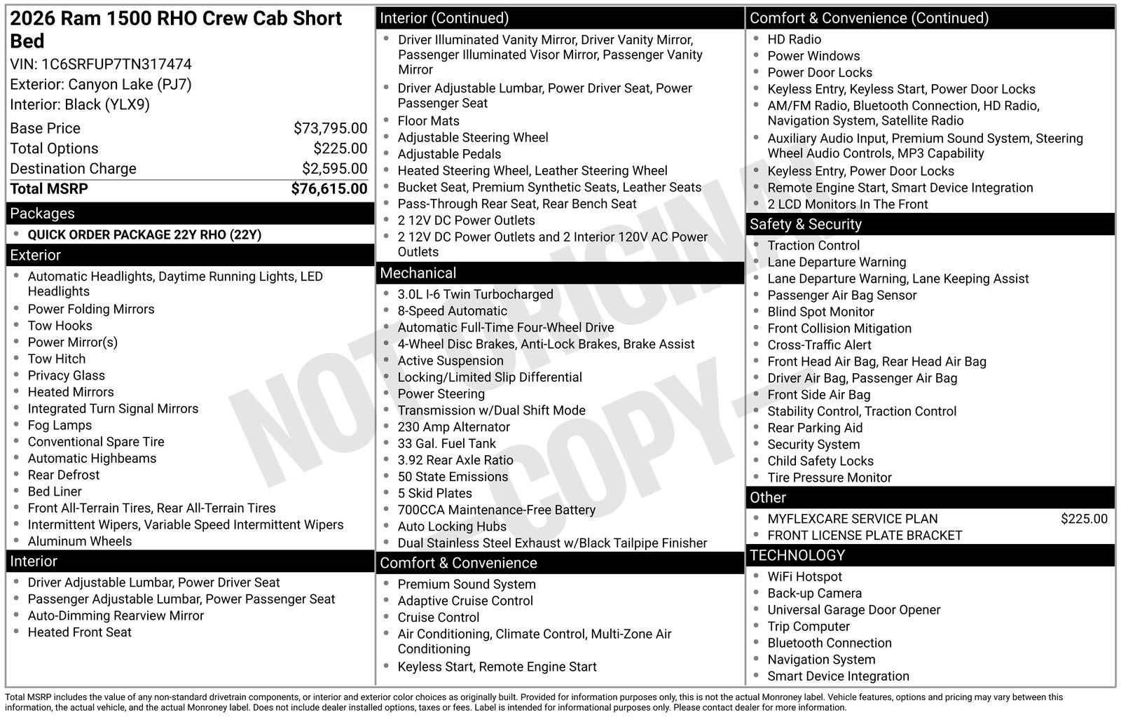2026 RAM Ram 1500 RAM 1500 RHO CREW CAB 4X4 5'7' BOX