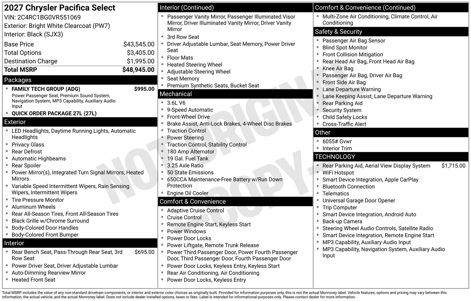 2027 Chrysler Pacifica Select