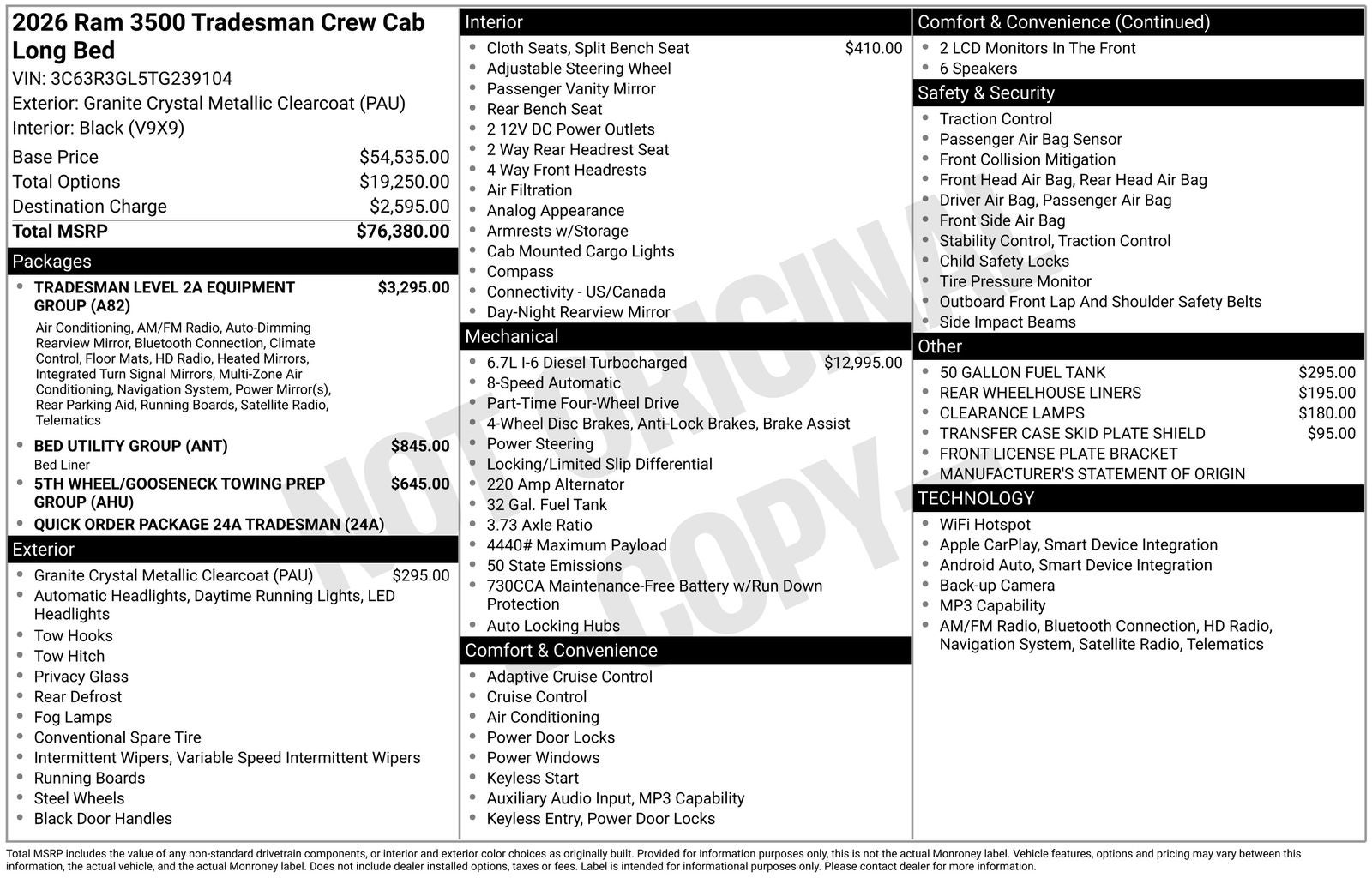 2026 RAM Ram 3500 RAM 3500 TRADESMAN CREW CAB 4X4 8' BOX