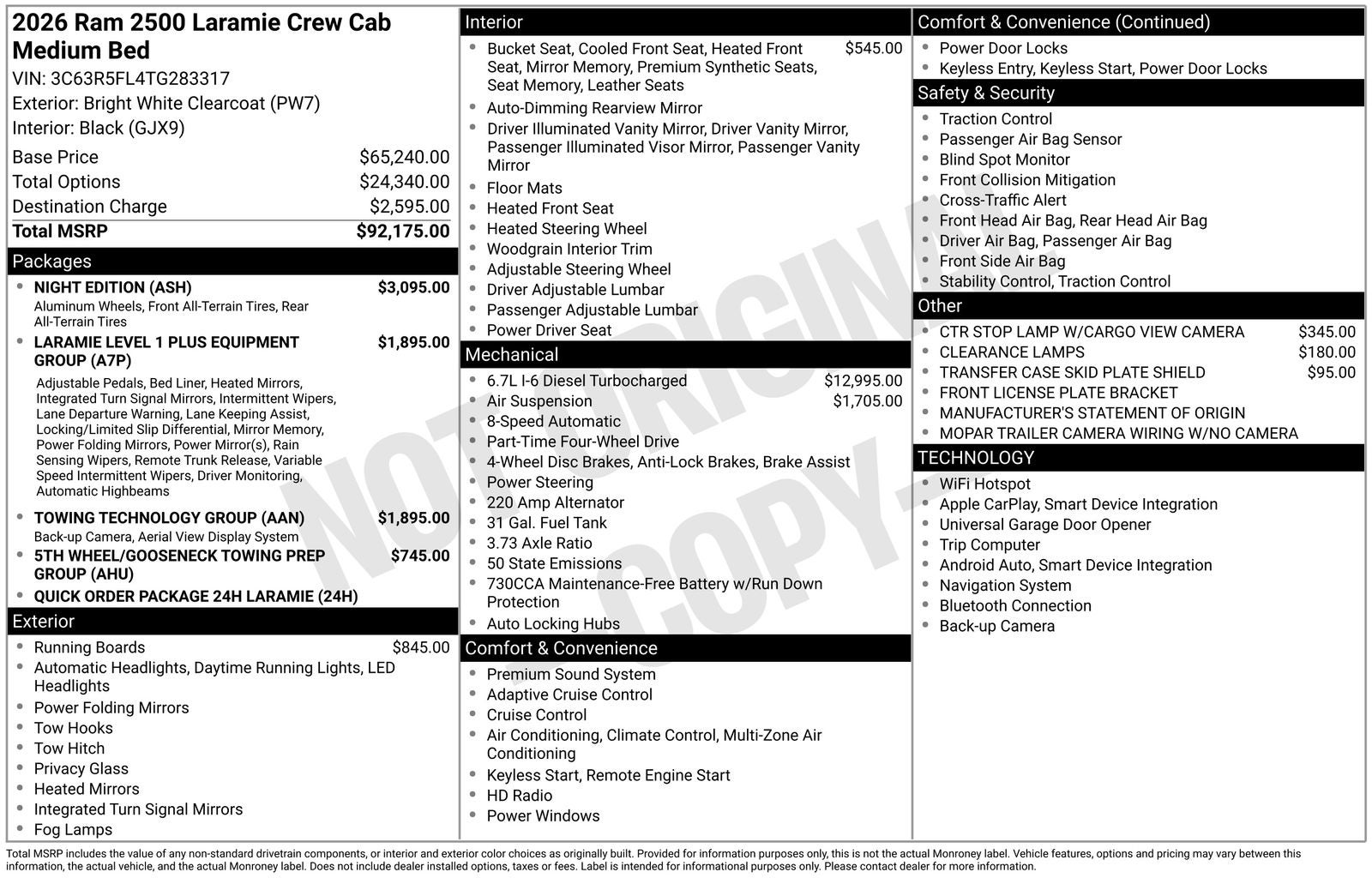 2026 RAM Ram 2500 RAM 2500 LARAMIE CREW CAB 4X4 6'4' BOX