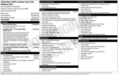 2026 RAM Ram 2500 RAM 2500 LARAMIE CREW CAB 4X4 6'4' BOX