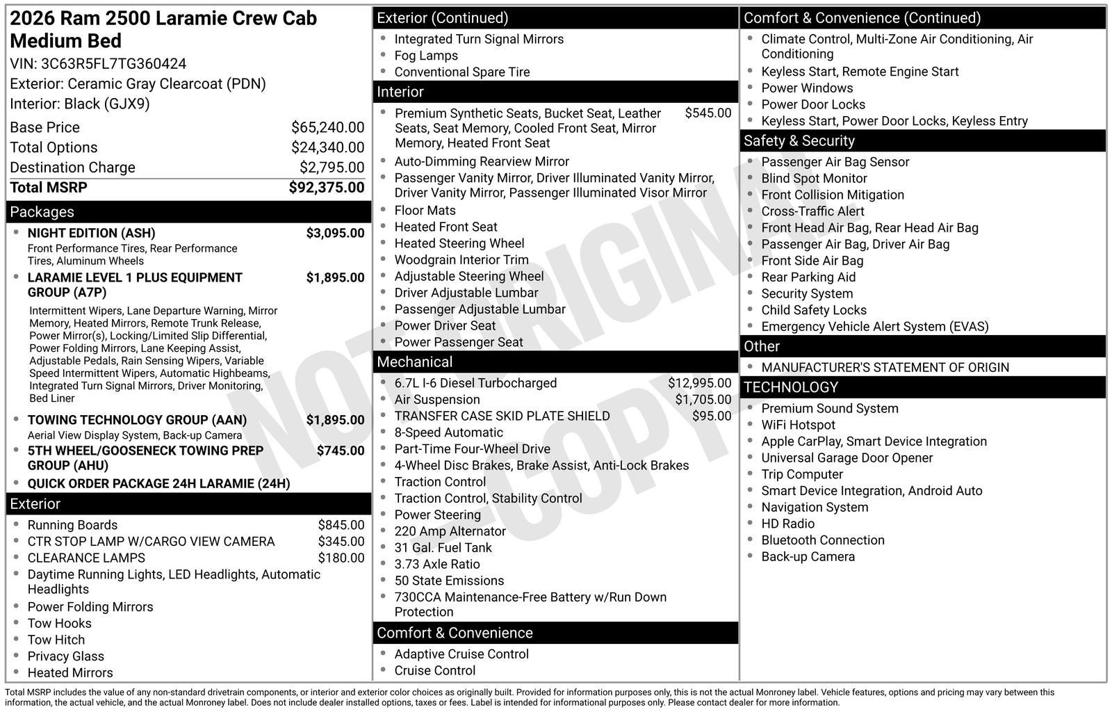 2026 RAM Ram 2500 RAM 2500 LARAMIE CREW CAB 4X4 6'4' BOX