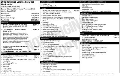 2026 RAM Ram 2500 RAM 2500 LARAMIE CREW CAB 4X4 6'4' BOX