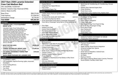 2027 RAM Ram 2500 RAM 2500 LARAMIE MEGA CAB 4X4 6'4' BOX