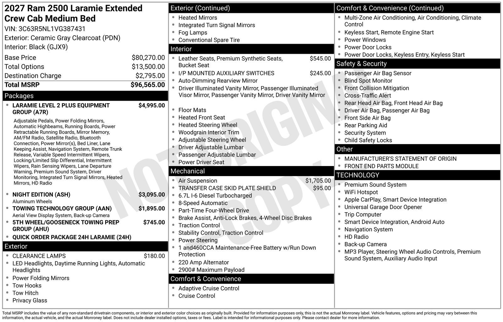 2027 RAM Ram 2500 RAM 2500 LARAMIE MEGA CAB 4X4 6'4' BOX