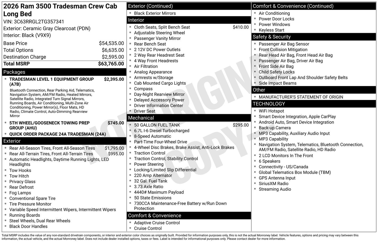 2026 RAM Ram 3500 RAM 3500 TRADESMAN CREW CAB 4X4 8' BOX