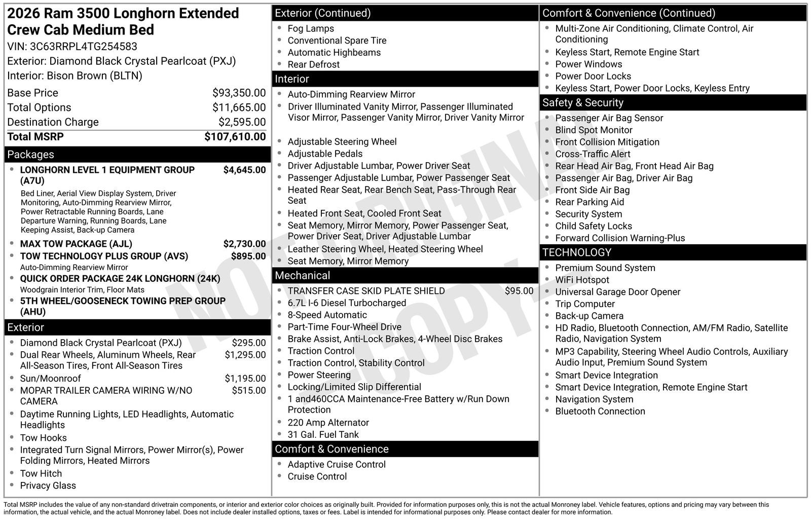 2026 RAM Ram 3500 RAM 3500 LIMITED LONGHORN MEGA CAB 4X4 6'4' BOX