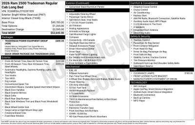 2026 RAM Ram 2500 RAM 2500 TRADESMAN REGULAR CAB 4X4 8' BOX