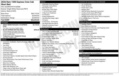2026 RAM Ram 1500 RAM 1500 EXPRESS CREW CAB 4X4 5'7' BOX