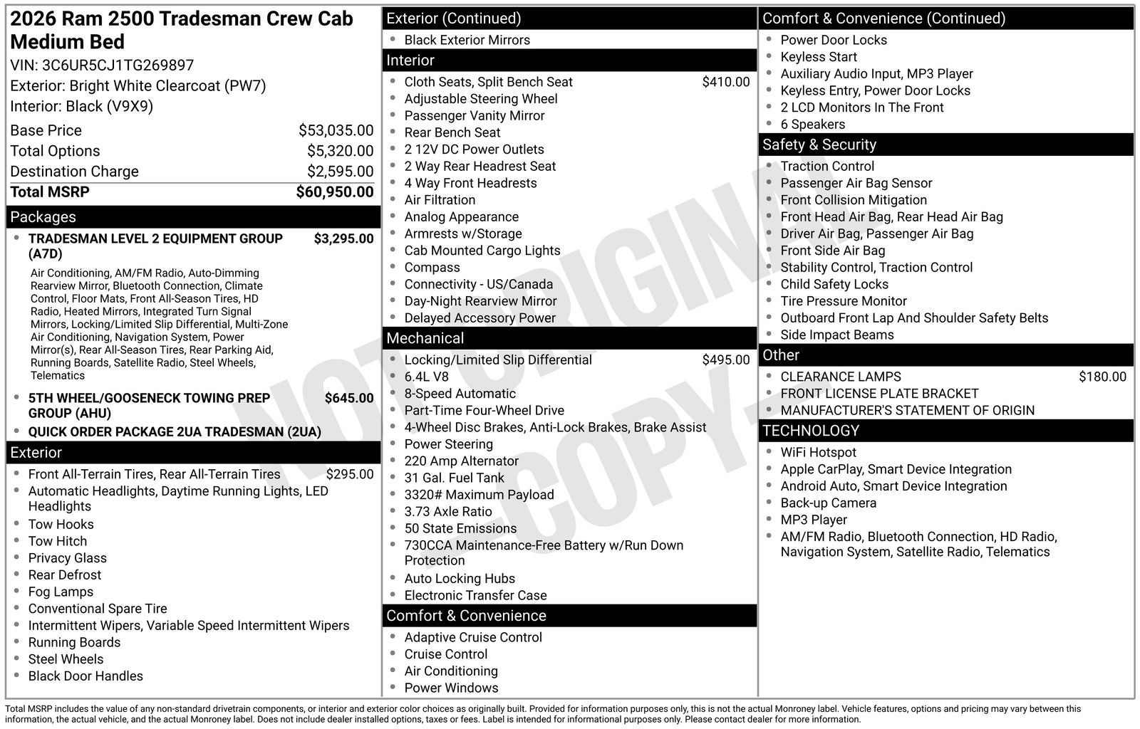 2026 RAM Ram 2500 RAM 2500 TRADESMAN CREW CAB 4X4 6'4' BOX