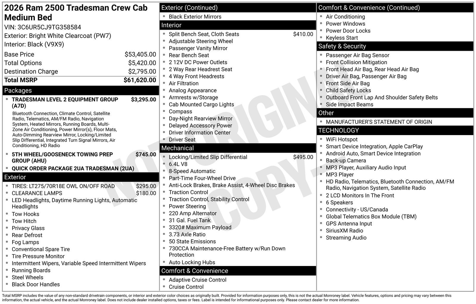 2026 RAM Ram 2500 RAM 2500 TRADESMAN CREW CAB 4X4 6'4' BOX