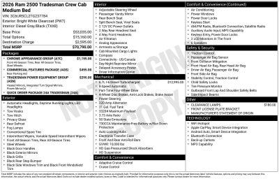 2026 RAM Ram 2500 RAM 2500 TRADESMAN CREW CAB 4X4 6'4' BOX