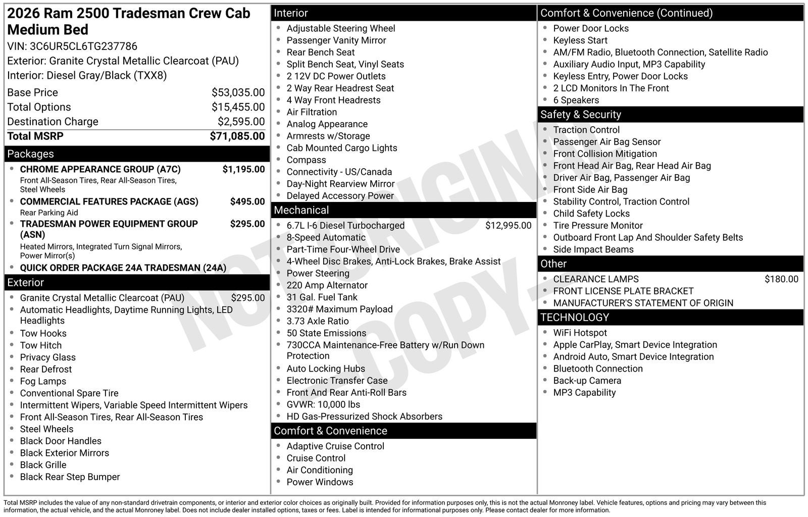 2026 RAM Ram 2500 RAM 2500 TRADESMAN CREW CAB 4X4 6'4' BOX