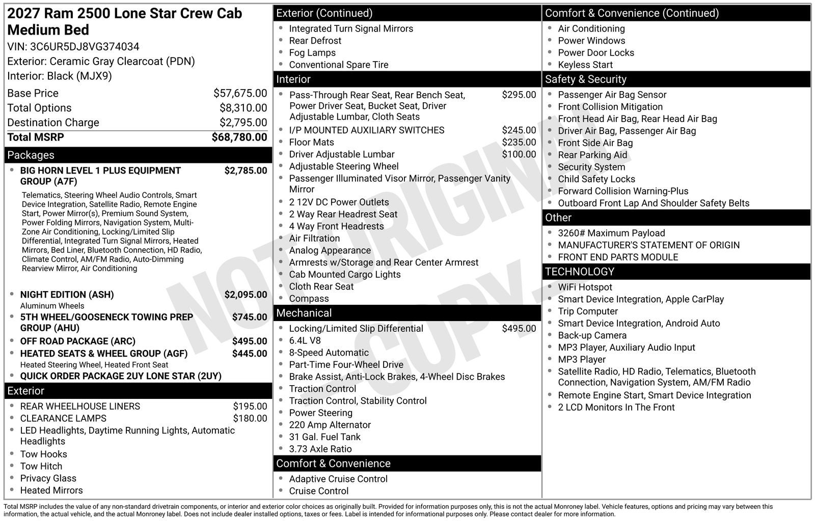 2027 RAM Ram 2500 Lone Star