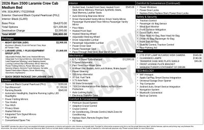 2026 RAM Ram 2500 RAM 2500 LARAMIE CREW CAB 4X4 6'4' BOX