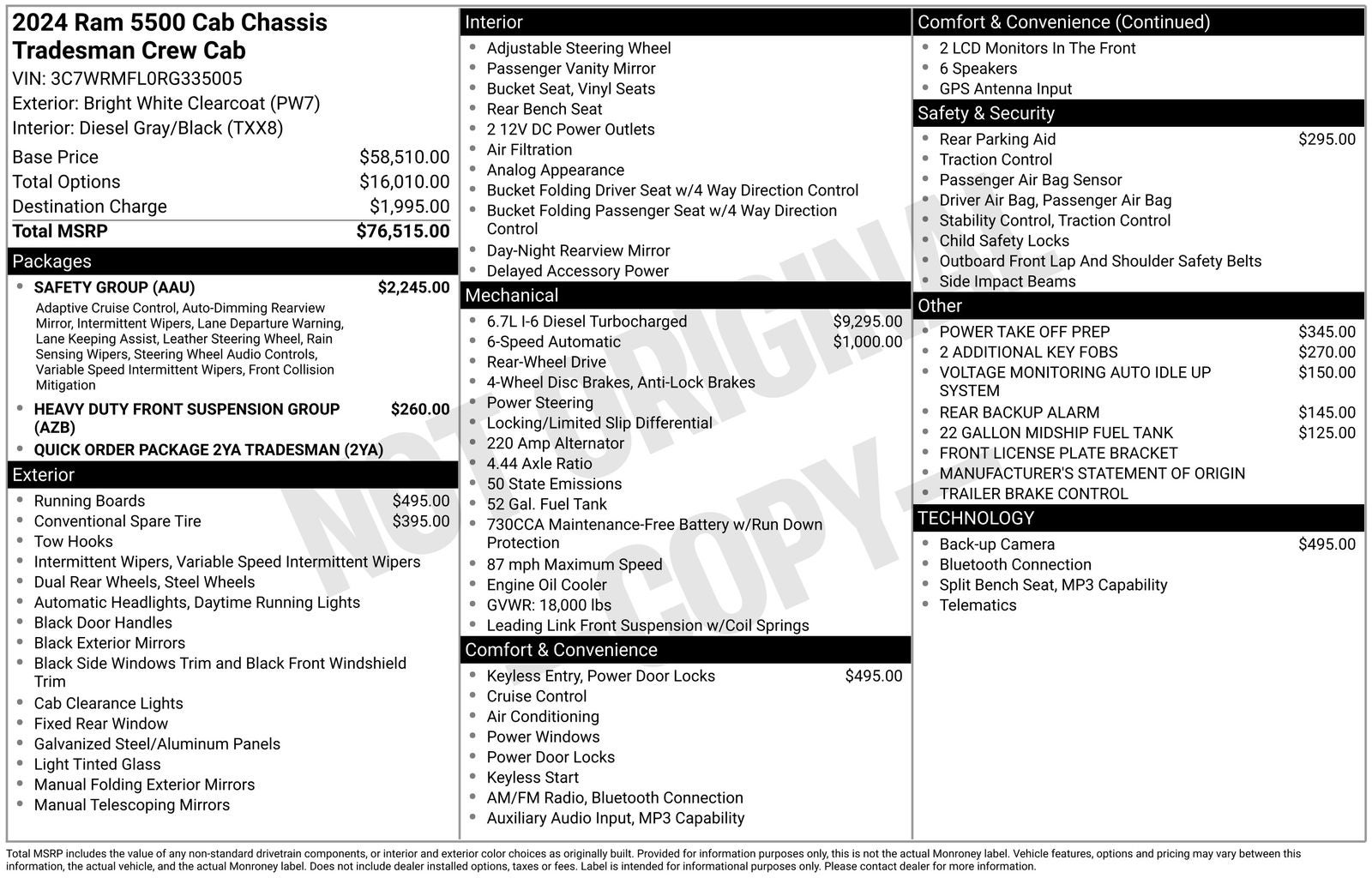 2024 RAM Ram 5500 Chassis Cab RAM 5500 TRADESMAN CHASSIS CREW CAB 4X2 84' CA