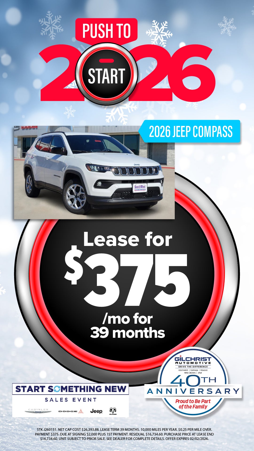 Shop $375/mo Lease Special on 2026 Jeep Compass!